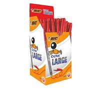 BIC Cristal Large Ball Pen 1.6mm, Red, Pack of 50