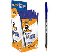 BIC Cristal Large Non-retractable Ballpoint Pen Blue 0.6 mm Broad Ballpoint Non Refillable Pack of 50