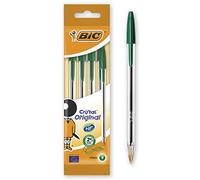 BIC Cristal Medium Ball Pen - Green, Pack of 4