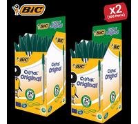 Bic CRISTAL MEDIUM BALL POINT PEN GREEN - BOX OF 50 - 2 Packs Bic Multicolor