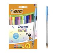 BIC Cristal Multicolour Ballpoint Pens Wide Point (1.6 mm) - Assorted Classic, Neon, and Fun Ink Colours, Pack of 20