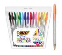 BIC Cristal Multicolour Ballpoint Pens With Wide Tip (1.6mm) Pens For Colourful Writing In Assorted Colours, Pack Of 15