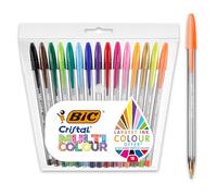 BIC Cristal Multicolour Ballpoint Pens With Wide Tip (1.6mm) Pens For Colourful Writing In Assorted Colours, Pack Of 15
