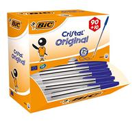 BIC Cristal Original Comfortable Ballpoint Pens - Value Pack of 100 - Blue Colour- Medium Point (1.0 mm)