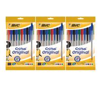 BIC Cristal Original Ball Pen Medium Point - Assorted Colours 3 Packs of 10 Pens