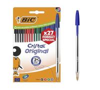 BIC Cristal Original Ball Pens Medium Point (1.00 mm) - Assorted Ink Colours, Special Edition Box of 27