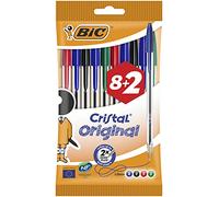 BIC Cristal Original Ballpoint , Comfortable Biro Pens, Medium Point (1.0mm), Assorted Colours, Pack of 10