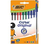 BIC Cristal Original Ballpoint Pen Medium 0.4 mm Assorted Pack of 10