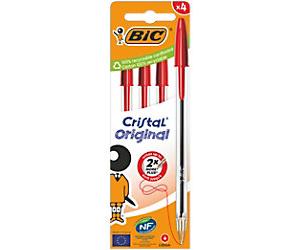 BIC Cristal Original Ballpoint Pen Medium 0.4 mm Red Pack of 4