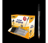 BIC Cristal Original Ballpoint Pens, Every-Day Biro Pen, Fine Point (1.0mm), Ideal for School, Black Ink, 100 count (Pack of 1)