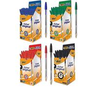 BIC Cristal Original Ballpoint Pens, Crystal Original Ballpoint Pens, Smudge Free Ballpoint Pens, Black Crystal Original Ballpoint Pen, Crystal Blue Ballpoint Pen Smudge-Free, Green Pack of 50