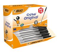 BIC Cristal Original Ballpoint Pens, Every-Day Biro Pen, Fine Point (1.0mm), Ideal for School, Black Ink, Pack of 100
