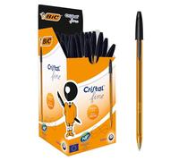 BIC Cristal Original, Ballpoint Pens, Every-Day Biro Pens with Fine Point (0.8 mm), Ideal for School and Office, Black, Pack of 50