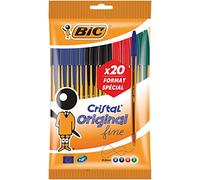 Bic Cristal Original Ballpoint Pens Fine Tip 8 mm Assorted Colours Pack of 20