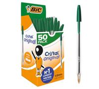 Bic Cristal Ballpoint Pen Medium Green (50 Pack)