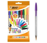 Bic Cristal Original Ballpoint Pens Medium Point (1.0 mm) - Multi Colour, Pouch of 10 Bic Multicolor