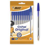 BIC Cristal Original Ballpoint Pens, Every-Day Biro Pens with Medium Point (1.0mm), Blue Ink, Pack of 10