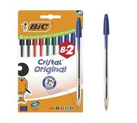 Bic Cristal Original Ballpoint Pens Medium Tip (1 mm) - Assorted Colours, Box of 10