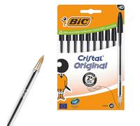 BIC Ballpoint Pens Cristal Original – Medium Tip (1 mm) – Black – Box of 10