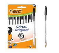 BIC Ballpoint Pens Cristal Original – Medium Tip (1 mm) – Black – Box of 10