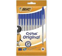 Bic Cristal Original Ballpoint Pens, Smudge-free with Medium Point, Ideal for Office and School, Pack of 8 (Cristal Original Blue Ink (1.0mm))
