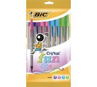 Bic Cristal Original Ballpoint Pens, Smudge-free with Medium Point, Ideal for Office and School, Pack of 8 (Cristal Original Fun, Assorted Ink (1.6mm))