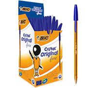 BIC Cristal Original Fine Cristal Original Fine Non-retractable Ballpoint Pen Blue 0.3 mm Fine Ballpoint Non Refillable Pack of 50