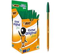BIC Cristal Original Fine Cristal Original Fine Non-retractable Ballpoint Pen Green 0.3 mm Fine Ballpoint Non Refillable Pack of 50