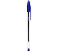BiC Cristal ORIGINAL Medium Daily BALLPOINT PENS Biros 1.0 mm Everyday Essay Writing Home School Office Clear Barrel 4 Colours - 10 x Blue