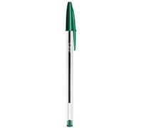 BiC Cristal ORIGINAL Medium Daily BALLPOINT PENS Biros 1.0 mm Everyday Essay Writing Home School Office Clear Barrel 4 Colours - 5 x GREEN
