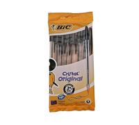 Bic Cristal Original Smudge Free Ballpoint Pens, Ideal for School, Black, Medium Point (1.0mm), Pack of 8