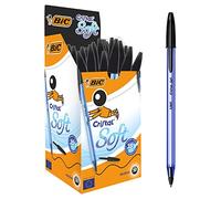 BIC Cristal Soft Ball Pens Medium Point (1.2 mm) - Black, Box of 50
