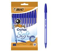 BIC Cristal Soft Ball Pens - Pack of 10 - Blue Colour - Medium Point (1.2 mm) - Smooth Writing and Long-Lasting Ink