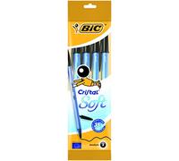 BIC Cristal Soft Ballpoint Pen, 0.45 mm, Pack of 4, Black