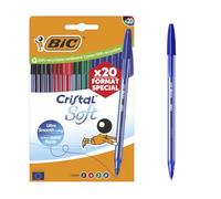 BIC Cristal Soft Ballpoint Pens Medium Point (1.2 mm) Set Special Format - Assorted Colours, Pack of 20
