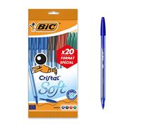 Bic Cristal Soft Ballpoint Pens Medium Tip (1.2 mm) Assorted Colours, Special Size Pack of 20