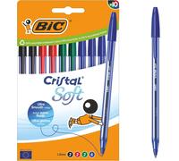 Bic Cristal Soft Ballpoint Pens Medium Tip (1.2 mm) with Easy Glide Ink - Ass