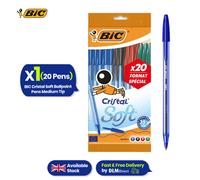 BIC Cristal Soft Ballpoint Pens Medium Tip Assorted Colour(Pack of 20)