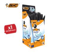 BIC 921263 Cristal Soft Ballpoint Pens Non-Retractable Black Box of 50