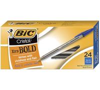 Bic Cristal Xtra Bold Ballpoint Pen, Bold Point (1.6mm) For Vivid And Dramatic Lines, Blue, 24-Count