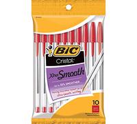BIC Cristal Xtra Smooth Ballpoint Pen, Medium Point (1.0mm), Red, 10-Count
