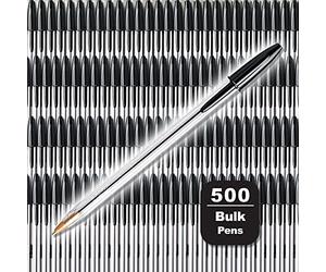 BIC Cristal Xtra Smooth Black Ballpoint Pens, Medium Point (1.0mm), 500-Count Pack of Bulk Pens, World's No. 1 Ball Pen