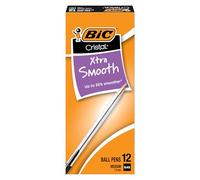BIC Cristal Xtra Smooth Black Ballpoint Pens, Reliable Medium Point (1.0mm), 12-Count Pack