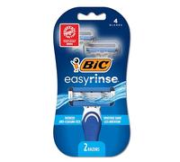 BiC EasyRinse Anti-Clogging Men's Disposable Razors for a Smoother Shave With Less Irritation*, Easy Rinse Shaving Razors With 4 Blades, 2 Count