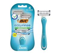 BIC EasyRinse Sensitive Anti-Clogging Men's Disposable Razors, Clinically Proven for Sensitive Skin, Shaving Razors With 4 Blades, 2 Count
