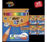 Bic Ecolution Kids Evolution Coloured Pencils Metal Box of 18 - 5 Packs in Red Bic Red