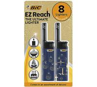 BIC EZ Reach Utility Lighters with 3.5 cm Wand, The Ultimate Lighter' Produces up to 900 Lights perfect for Candles, Gas Cookers & BBQs - Pack of 8 in Celebration Print
