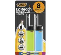 BIC EZ Reach Utility Lighters with 3.5 cm Wand, The Ultimate Lighter' Produces up to 900 Lights perfect for Candles, Gas Cookers & BBQs - Pack of 8 in Mixed Colours