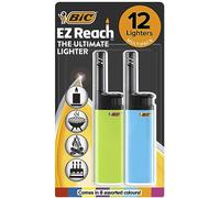 BIC EZ Reach Utility Lighters with 3.5 cm Wand, The Ultimate Lighter' Produces up to 900 Lights perfect for Candles, Gas Cookers & BBQs - Pack of 12 in Mixed Colours