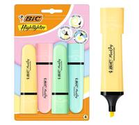 BIC Flat Highlighter Pens Pastel x4